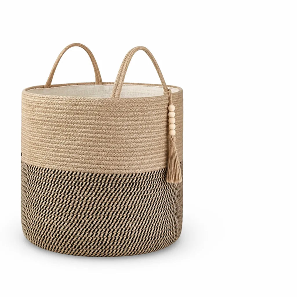 Foldable Macramé Cotton Rope With Handles Storage Basket (40 cm)