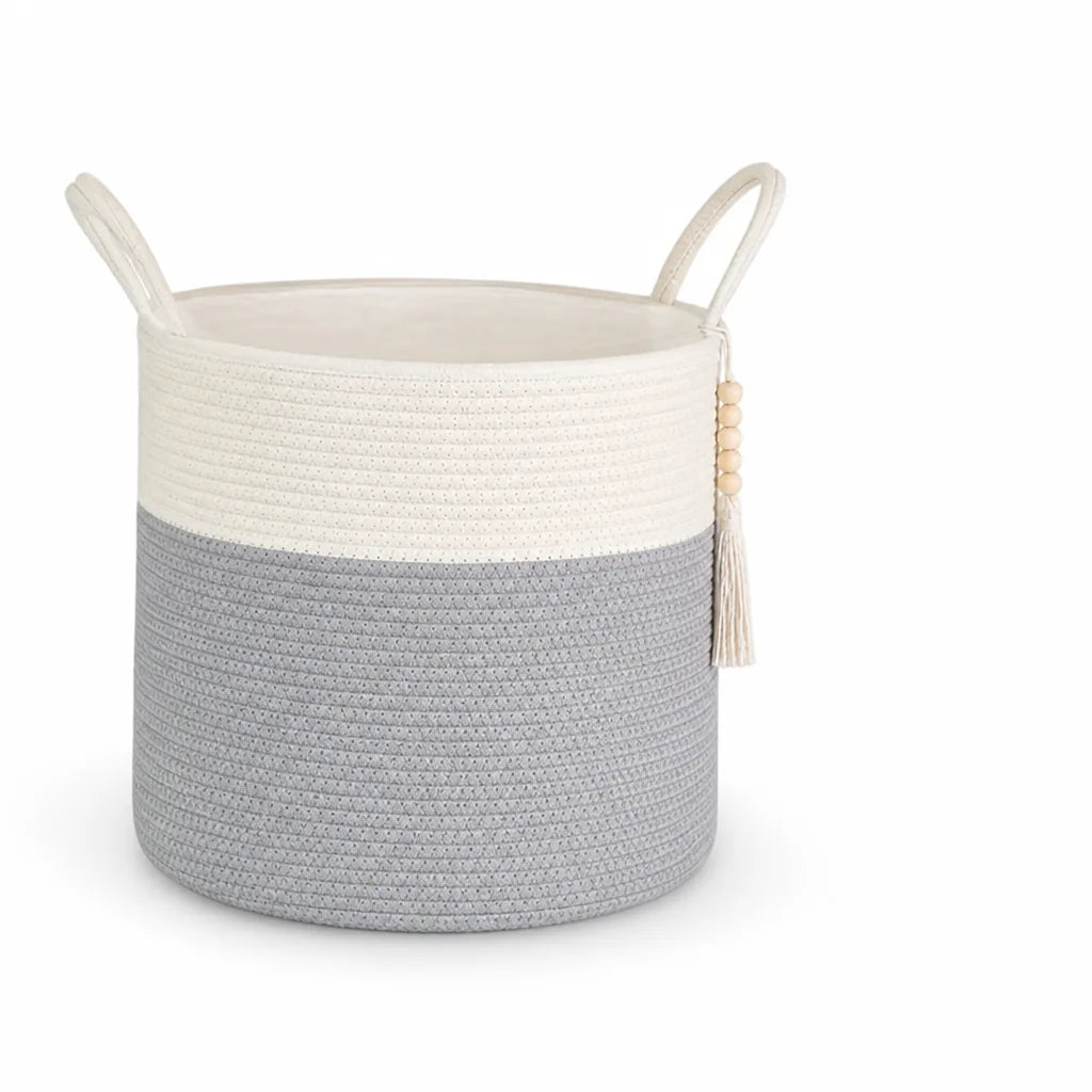 Foldable Macramé Cotton Rope With Handles Storage Basket (40 cm)