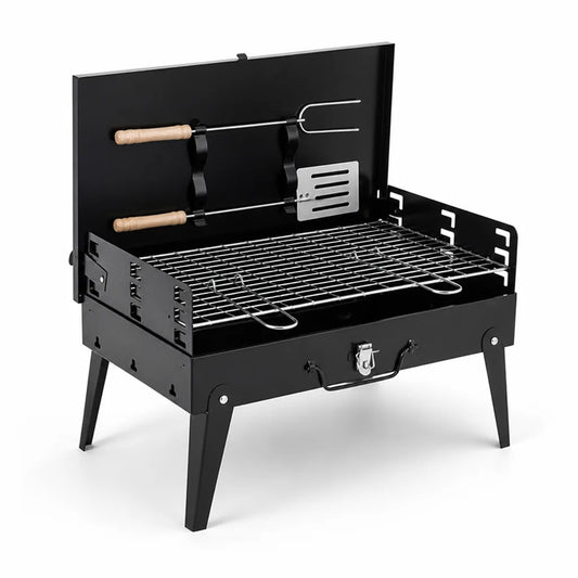 Foldable Powder-Coated Steel Garden Grill with Stainless Steel Grate