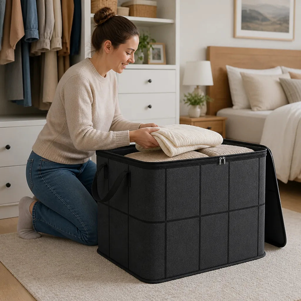 Foldable Storage Bag with Zipper Closure and Carry Handles (210 L)