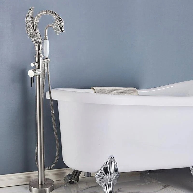 Freestanding Tub Filler Solid Brass Single Handle