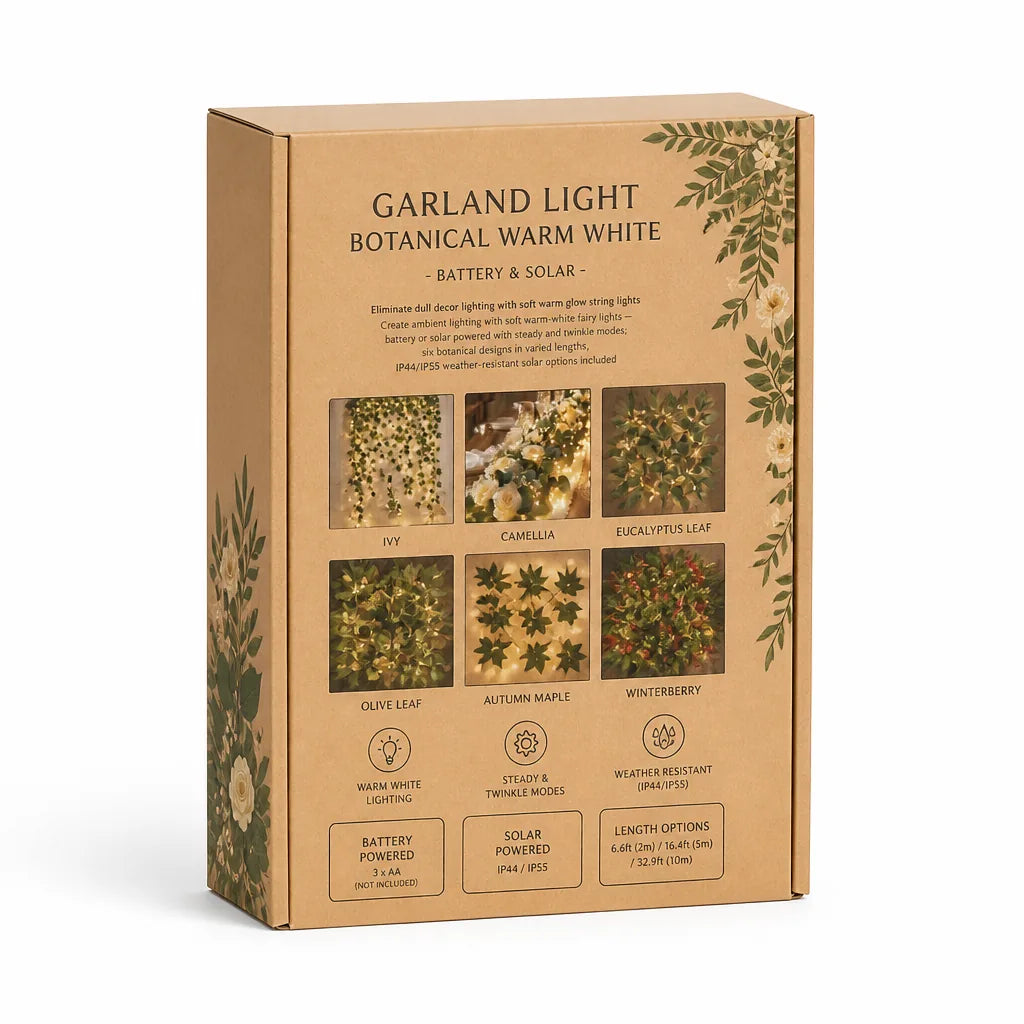 Garland Light Botanical Warm White Battery & Solar