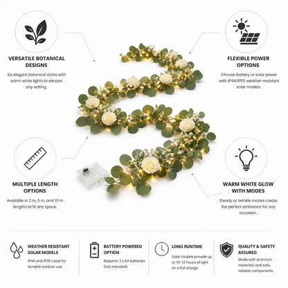 Garland Light Botanical Warm White Battery & Solar