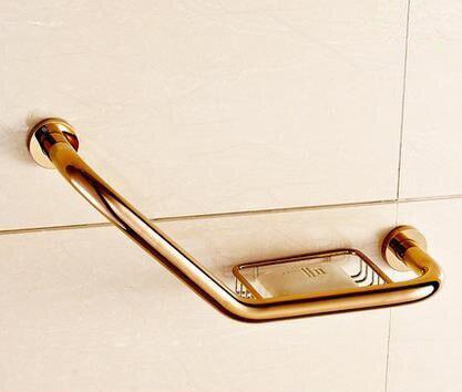 Grab Bar Polished Brass Optional Soap Holder