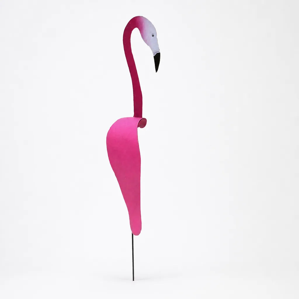 Handmade Aluminum Flamingo Wind Direction Indicator Garden Stake (Set of 2)