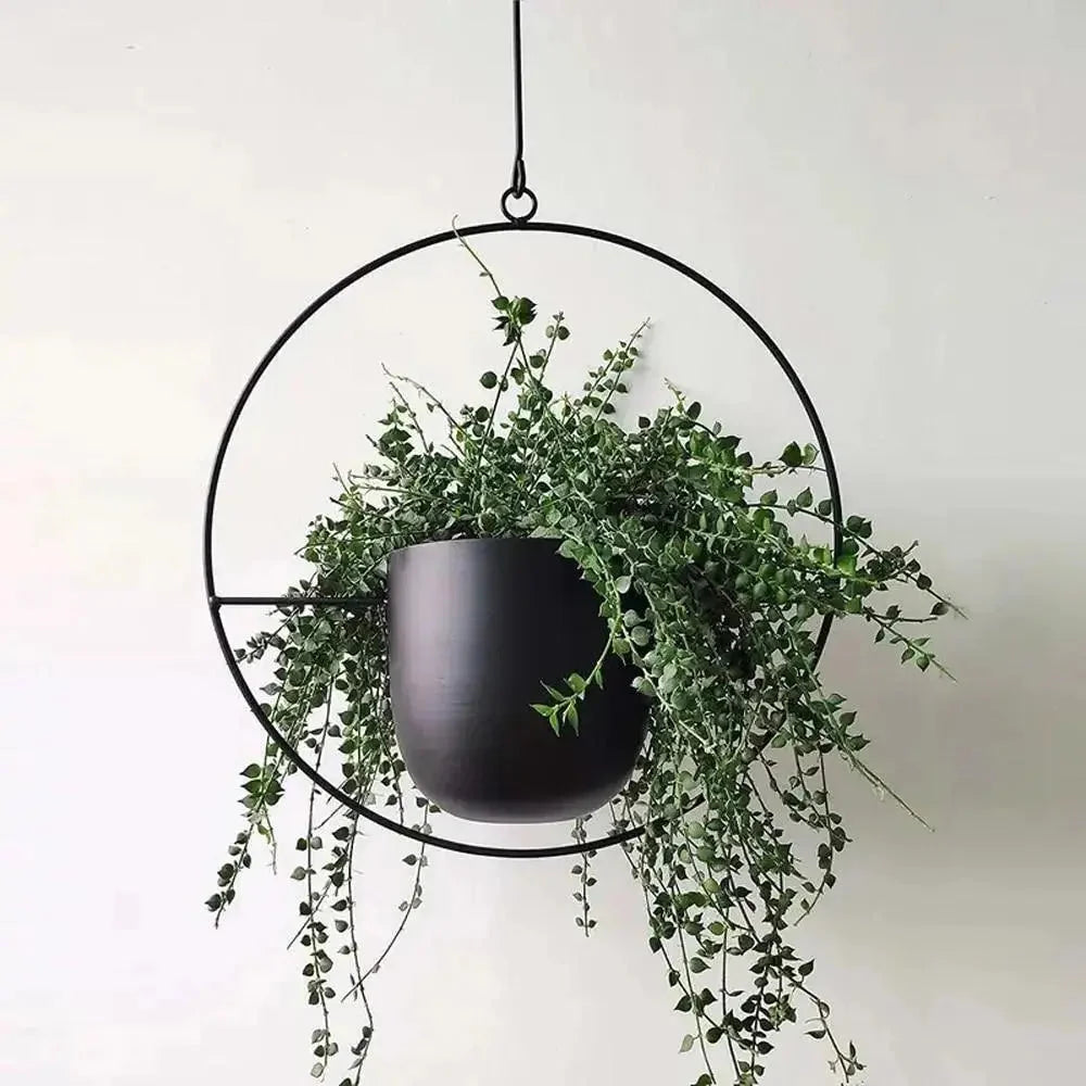 Hanging Planter Geometric Metal Frame & Drainage Holes