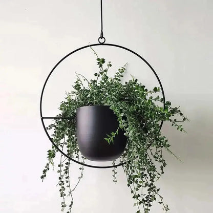 Hanging Planter Geometric Metal Frame & Drainage Holes