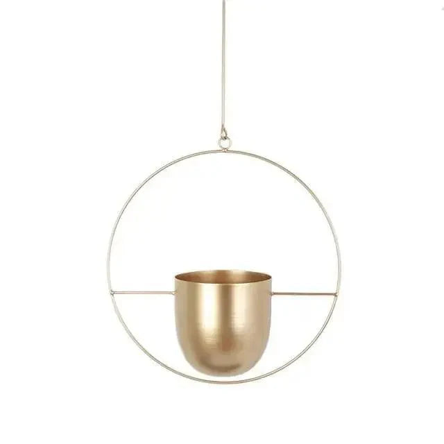 Hanging Planter Geometric Metal Frame & Drainage Holes