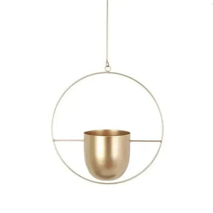 Hanging Planter Geometric Metal Frame & Drainage Holes