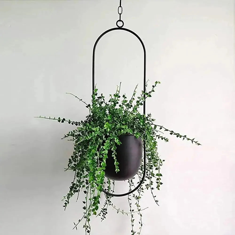 Hanging Planter Geometric Metal Frame & Drainage Holes