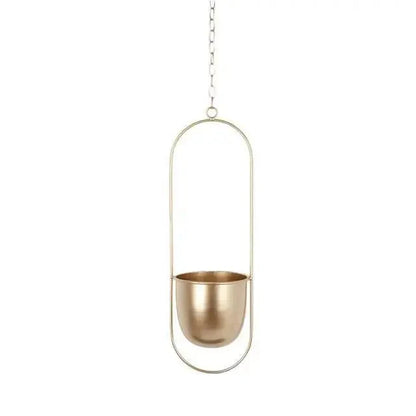 Hanging Planter Geometric Metal Frame & Drainage Holes
