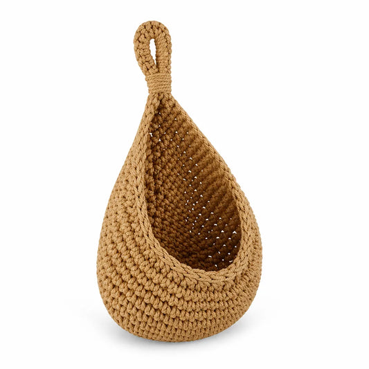 Hanging Produce Basket Breathable Jute Wooden Hooks Prolongs Freshness