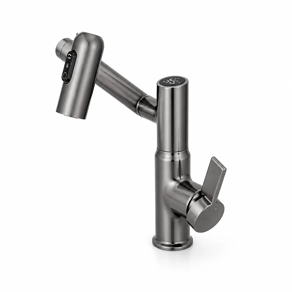 Height-Adjustable Integrated Temperature Display Kitchen Faucet (360°)