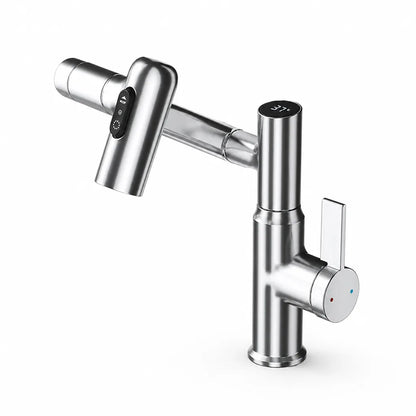 Height-Adjustable Integrated Temperature Display Kitchen Faucet (360°)