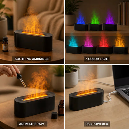 Humidifier 7-Color Fireplace Mist USB-Powered