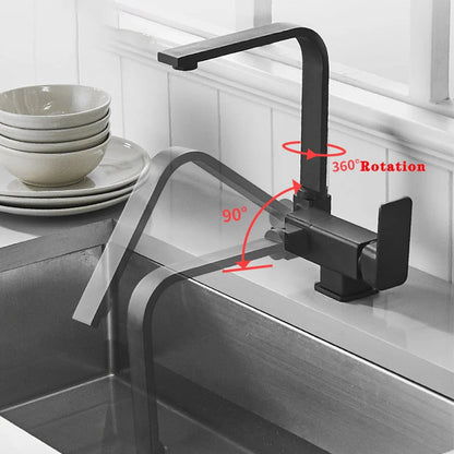 Kitchen Faucet Stainless Steel Fold-Down Rotating Spout