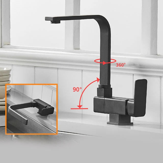 Kitchen Faucet Stainless Steel Fold-Down Rotating Spout