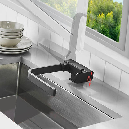 Kitchen Faucet Stainless Steel Fold-Down Rotating Spout