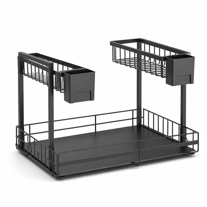 Kitchen Pull-Out Rack L-Shaped Two-Tier Smooth Sliding