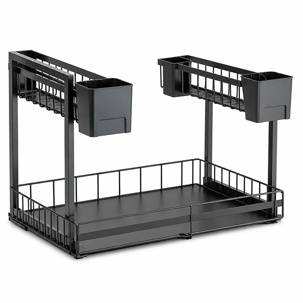 Kitchen Pull-Out Rack L-Shaped Two-Tier Smooth Sliding