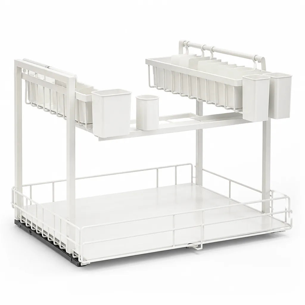 Kitchen Pull-Out Rack L-Shaped Two-Tier Smooth Sliding