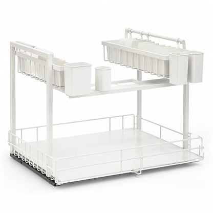 Kitchen Pull-Out Rack L-Shaped Two-Tier Smooth Sliding