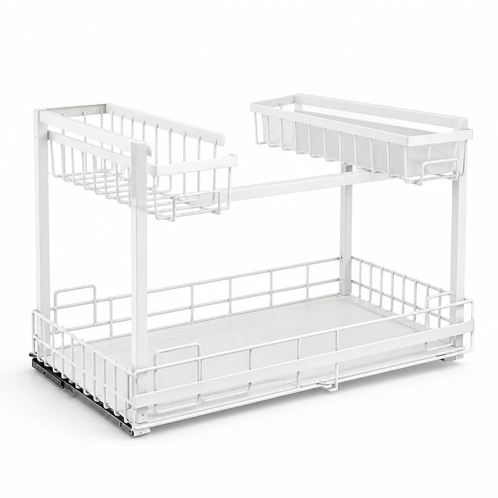 Kitchen Pull-Out Rack L-Shaped Two-Tier Smooth Sliding