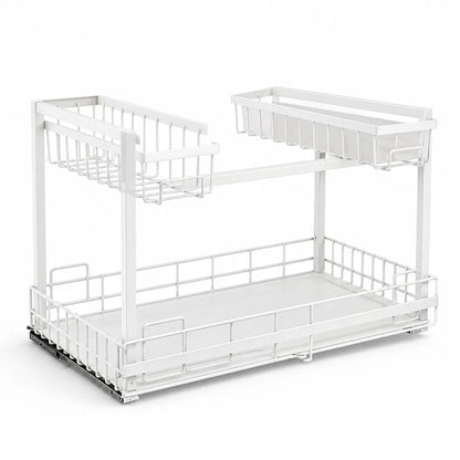 Kitchen Pull-Out Rack L-Shaped Two-Tier Smooth Sliding
