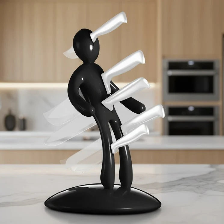Knife Holder Sculptural Stainless Steel Space-Saving
