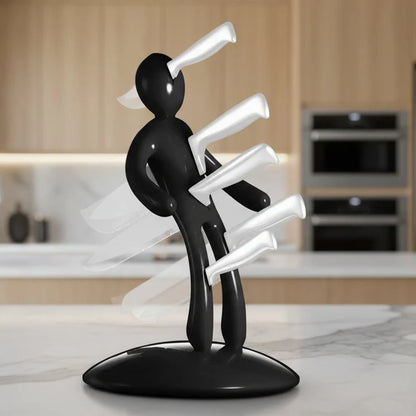 Knife Holder Sculptural Stainless Steel Space-Saving