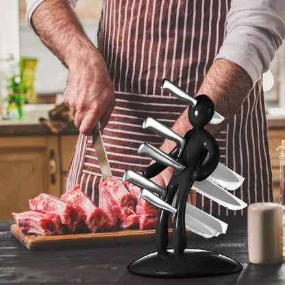 Knife Holder Sculptural Stainless Steel Space-Saving