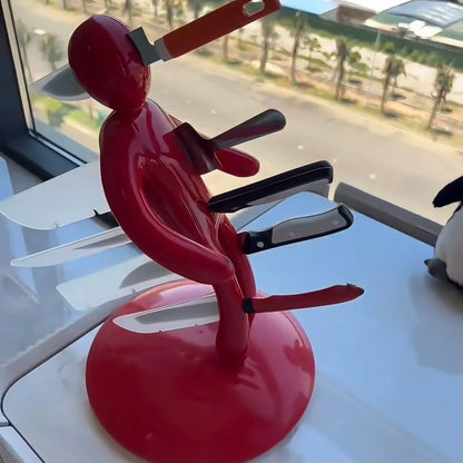 Knife Holder Sculptural Stainless Steel Space-Saving