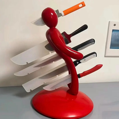 Knife Holder Sculptural Stainless Steel Space-Saving