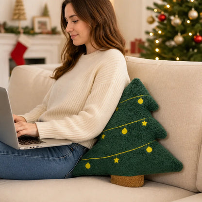 Lumbar Pillow 3D Christmas Tree Plush Polyester