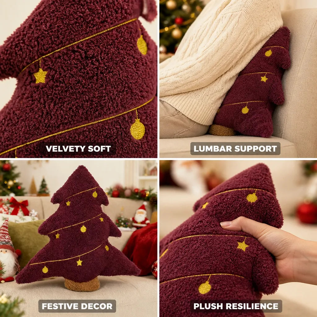 Lumbar Pillow 3D Christmas Tree Plush Polyester