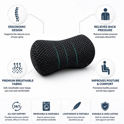 Lumbar Support Pillow Ergonomic Contour & Back Pain Relief
