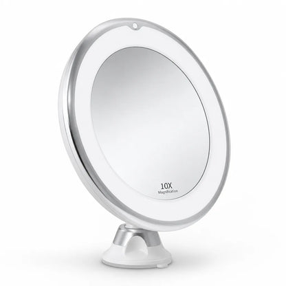 Makeup Vanity Mirror 10x Magnification Daylight LED Suction Mount