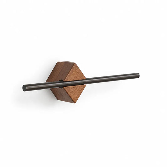 Minimalist Wall-Mounted Wood and Stainless Steel Towel Holder