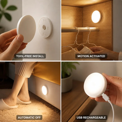 Motion Sensor Night Light USB Or Battery Tool-Free Mount