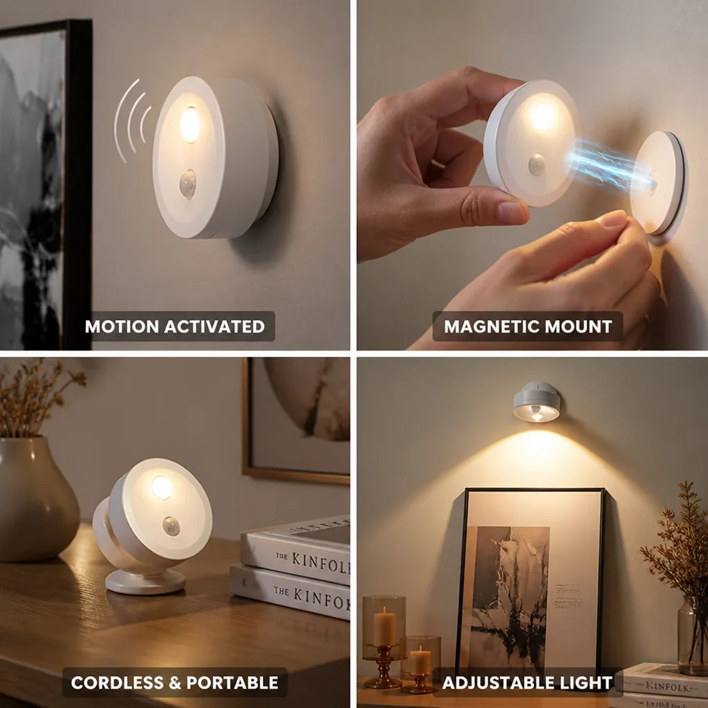 Motion Sensor Spotlight Rechargeable USB-C Magnetic Mount
