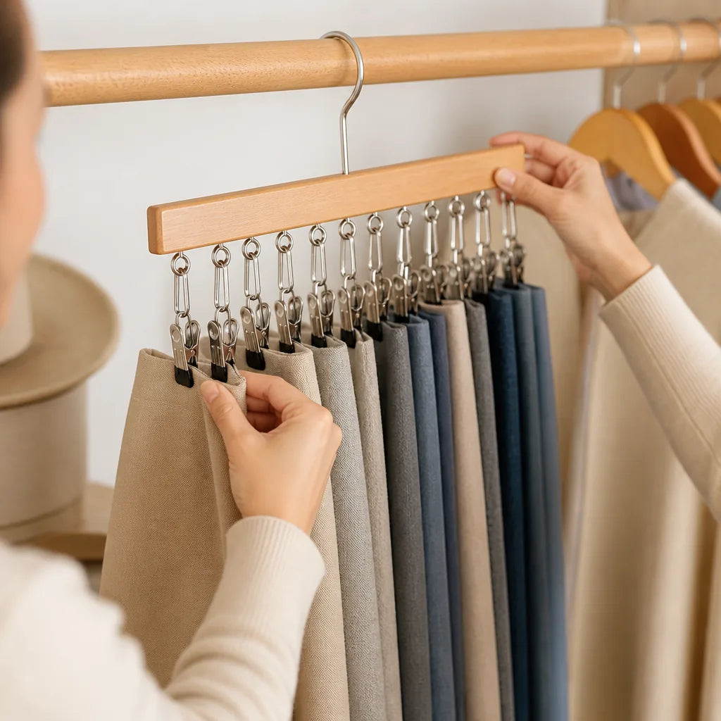 Multi-Clip Space-Saving Clothes Hanger (360° Rotating Hook)