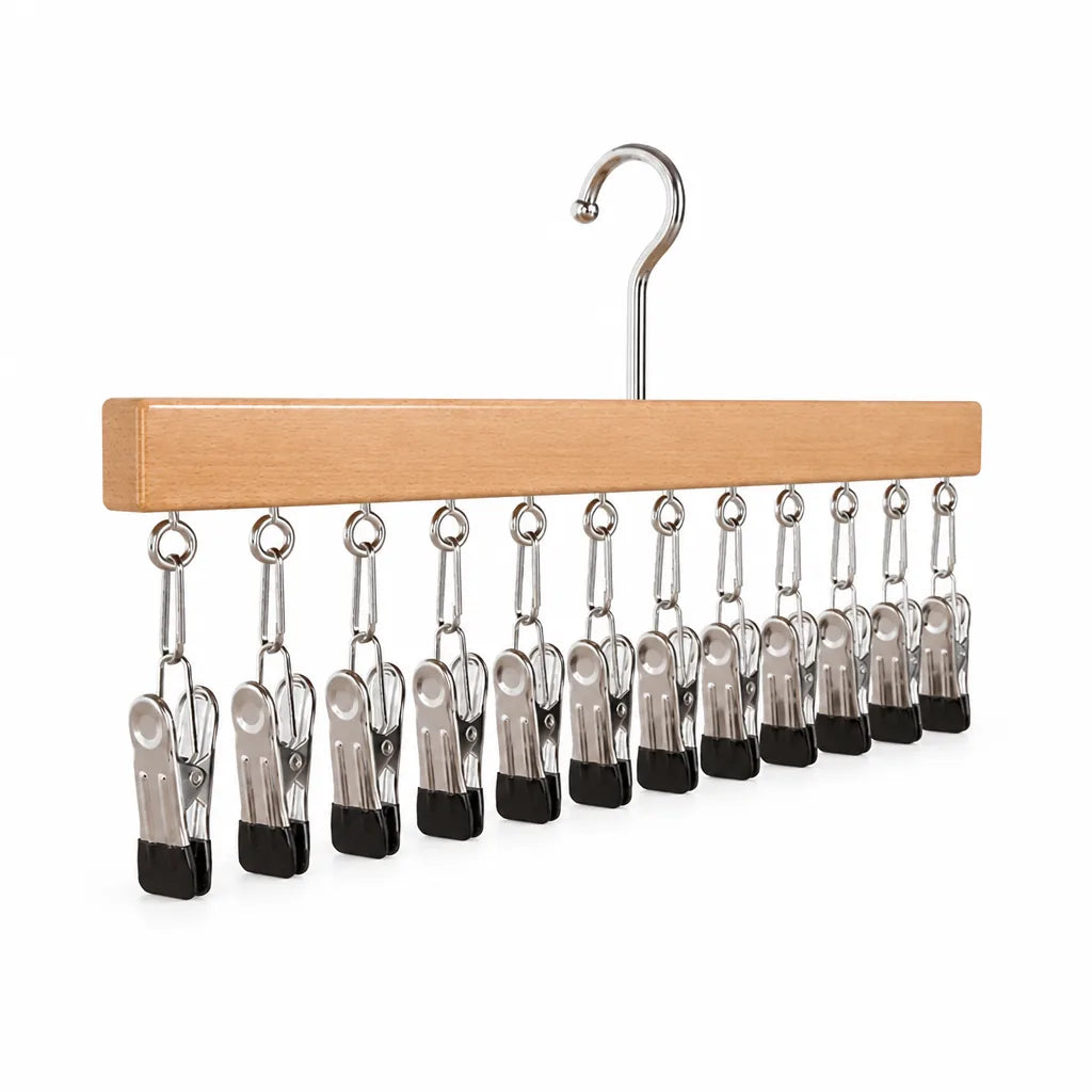 Multi-Clip Space-Saving Clothes Hanger (360° Rotating Hook)
