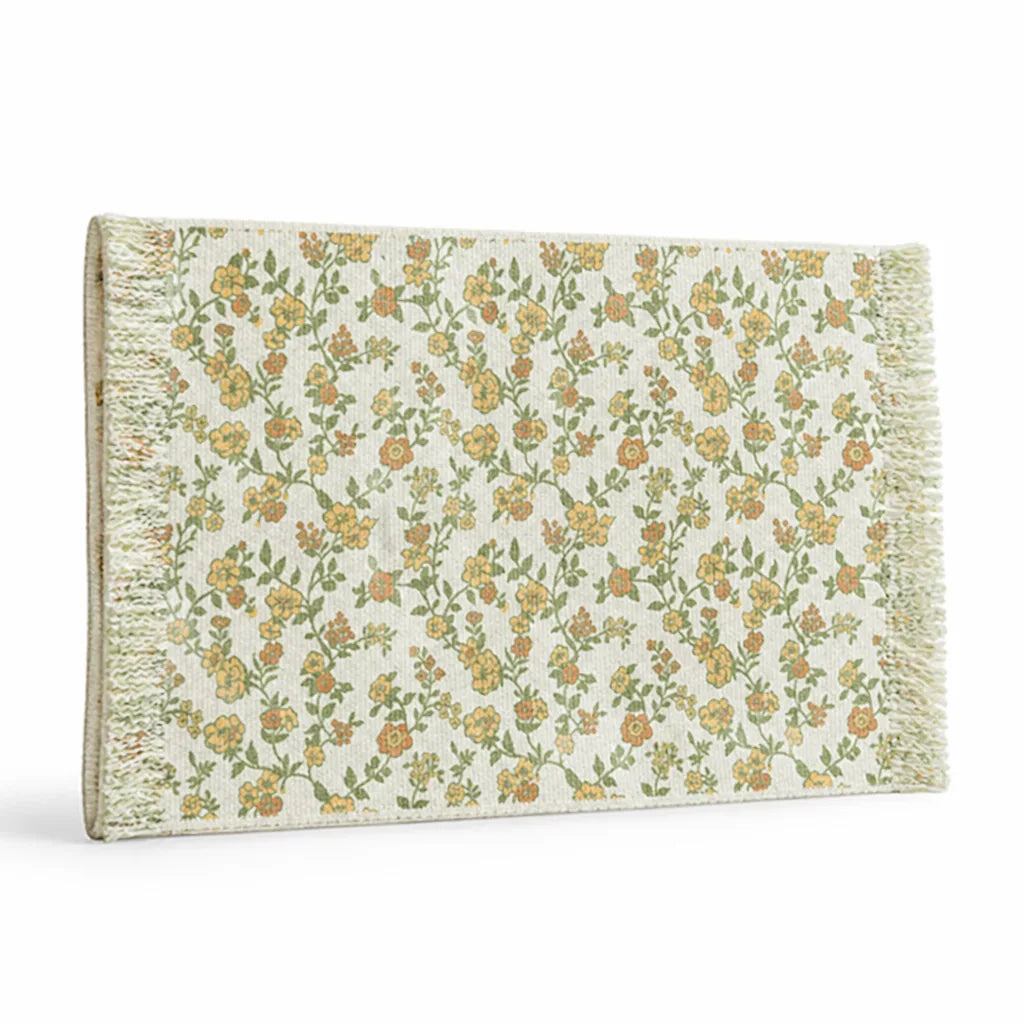 Placemat Floral Jacquard Fringed Edges
