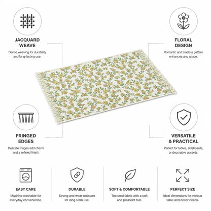 Placemat Floral Jacquard Fringed Edges