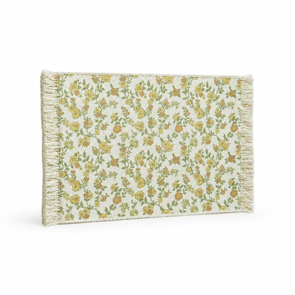 Placemat Floral Jacquard Fringed Edges