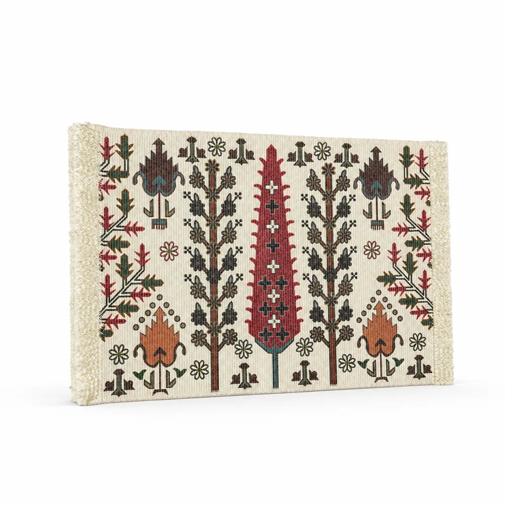 Placemat Floral Jacquard Fringed Edges