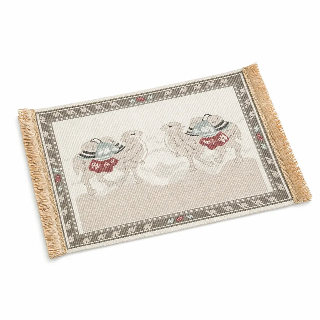 Placemat Woven Cotton Yarn Fringes & Reinforced Hem