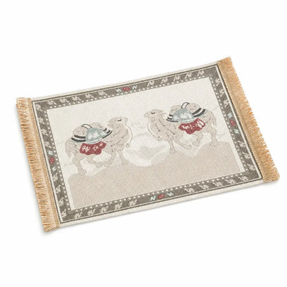 Placemat Woven Cotton Yarn Fringes & Reinforced Hem