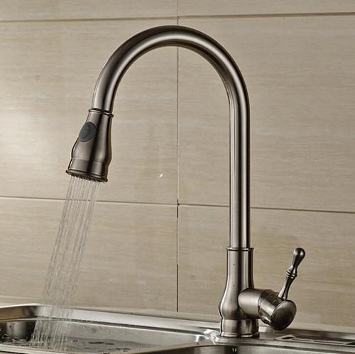 Pull-Down Kitchen Faucet 360 Degree Swivel & Stream-to-Spray