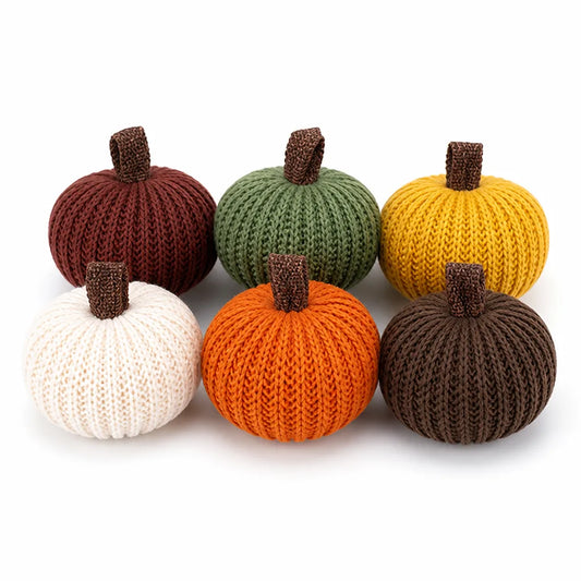 Pumpkin Decor Set Hand-Knitted Soft Yarn Set of 6